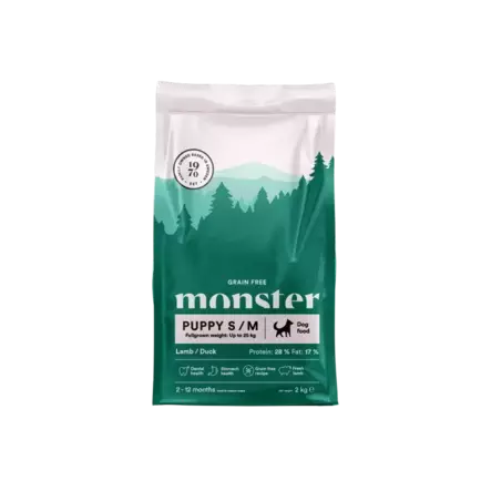 Monster Dog Kornfri Valp Alla Raser Lamm & Anka - Monster torrfoder - 7350040125380 - 1