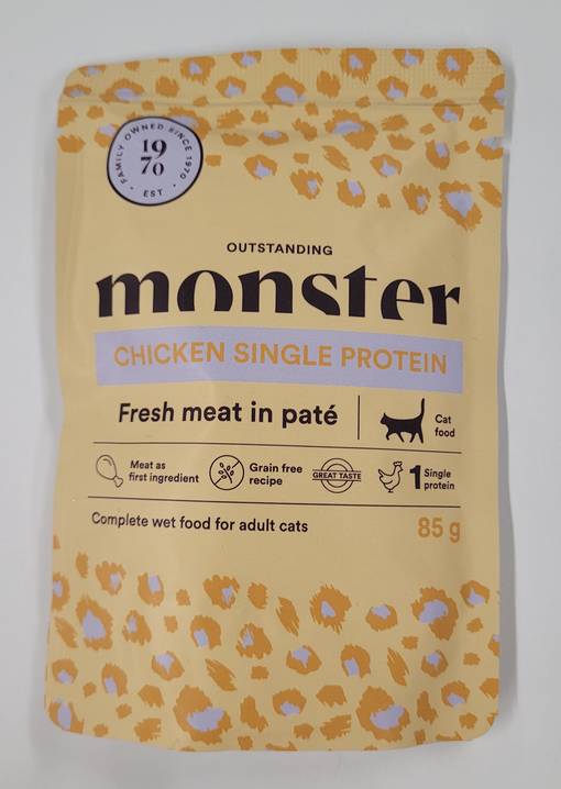 Monster Cat Adult Chicken 85g Wet Food for Cats - Wet Cat Food Pouches - 7350040124840 - 2