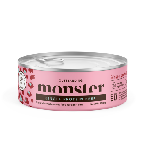 Monster Cat Single Protein Beef 100g Wet Food for Cats - Wet Cat Food Cans - 7350040124420 - 0