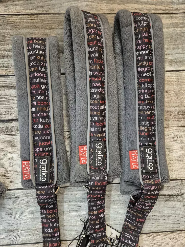 RATIA Weiches Halsband Grau-Rot - Halsbänder mit halber Zugkraft für Hunde - 6430042790050 - 1