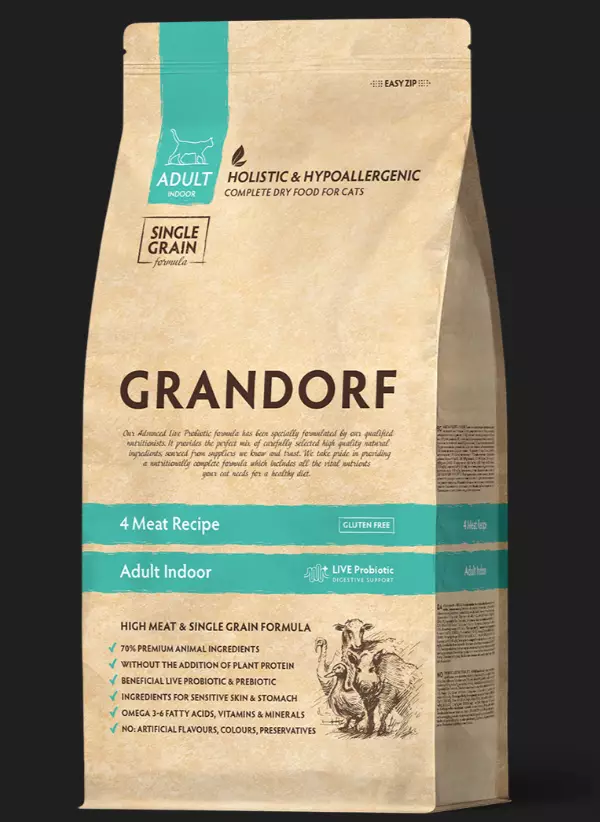 Grandorf C 4 Meat Adult 400g - Specialtorrfoder för katter - 5407007851270 - 1