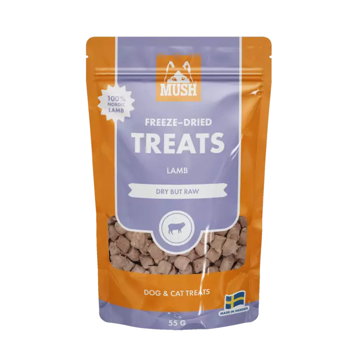 MUSH FRYSTORKADE GODBitar LAMM 55 G - Hundgodis - 7350086571530 - 1