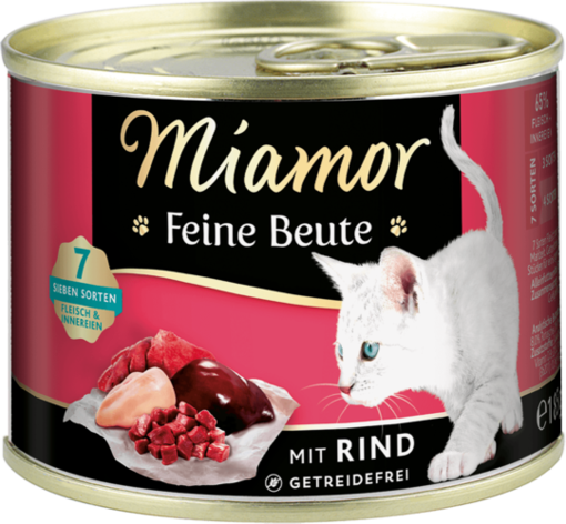 Miamor Fine Game Beef Wet Cat Food 185g - Wet Cat Food Cans - 4000158744401 - 1