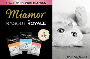 Miamor Ragout Royales Variety Pack: Turkey, Salmon & Veal in Jelly Cat Wet Food 12x100g - Wet Cat Food Multipacks - 4000158740991 - 1
