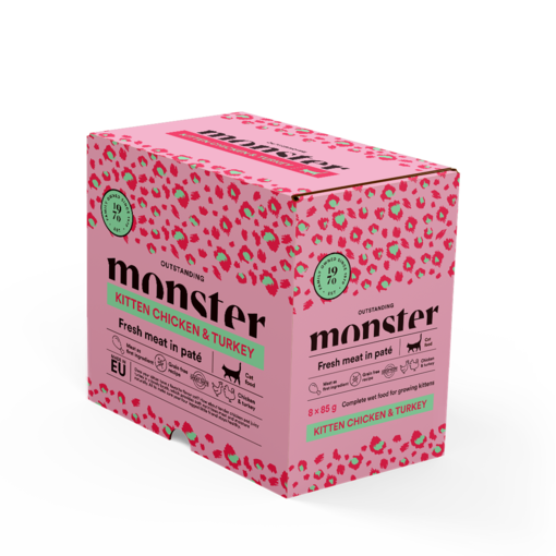 Monster Cat Kitten Chicken/Turkey 8x85g Canned Cat Food - Wet Cat Food Multipacks - 7350040124871 - 0