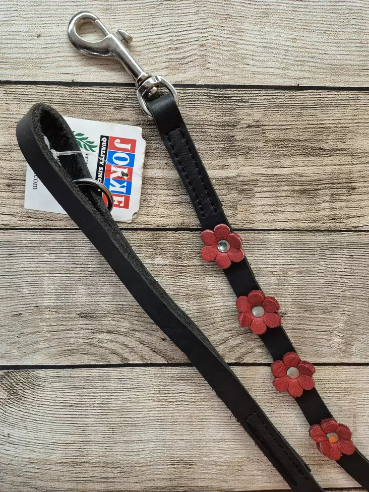 Jokke San Francisco Leine Blumenleine 14mm x 180cm - Hundeleder aus Leder - 6417114380401 - 1