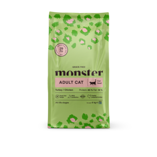 Monster Grain Free Adult Cat Turkey/Chicken Food - Monster Dry Food - 7350040125632 - 2