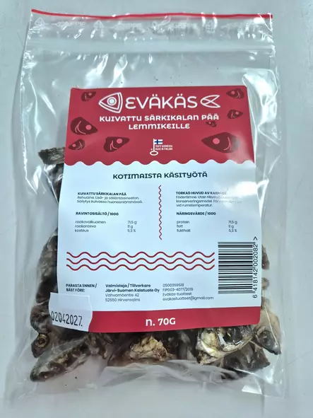 Eväkäs Kuivattu Särkikalan pää 70g - Hundgodis - 6418142002082 - 1