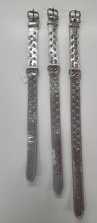 Kesomaa Lederhalsband Silberbeschichtet mit Schmucknieten - Hunde Lederhalsbänder - KESO52 - 1