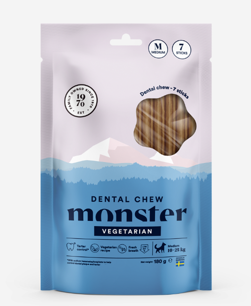 Monster Dental Chew Vegetarian Bag - Dog Chew Bones - 7350040126462 - 1