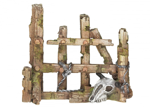 Nobby Aqua Ornaments Wooden Fence with Skull Aquarium Decoration - Aquarium Decorations - 4033766283482 - 1