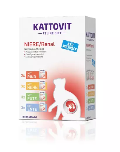 Kattovit Niere/Renal Multipack 12x85g - Spezialnassfutter für Katzen - 4000158772602 - 1