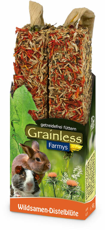 Jr. Farm Grainless Farmys Godistång Vildfrön & Tistel Godis för Smådjur 140g - Godisarer för kaniner och smådjur - 4024344081583 - 1
