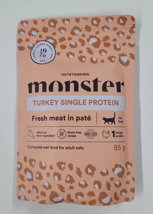 Monster Cat Adult Turkey 85g Cat Wet Food - Wet Cat Food Pouches - 7350040124833 - 2
