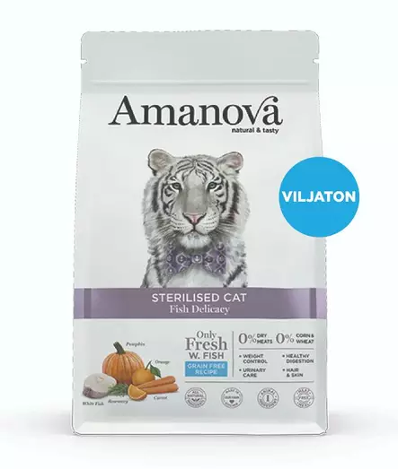 Amanova Cat Adult Sterilised White Fish and Pumpkin Grain-Free Cat Food - Specialized Dry Cat Food - 8413037331504 - 1