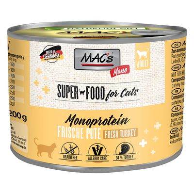 MACs Mono Sensitive Pute 200 g - Spezialnassfutter für Katzen - 4027245008314 - 1