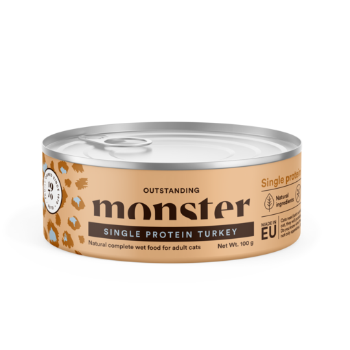 Monster Cat Enkelt Protein Kalkon 100g Katts våtfoder - Våtmat i burk för katt - 7350040124444 - 0