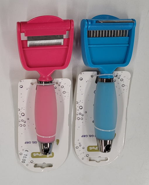 FinnPet 2i1 Kamm med Gelhandtag - Hundkam, borstar och slickstenar - 6430074327255 - 1