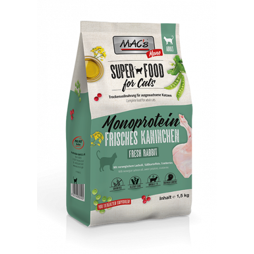 MAC’s Superfood for Cats Mono Rabbit Dry Food - Specialized Dry Cat Food - 4027245805425 - 1
