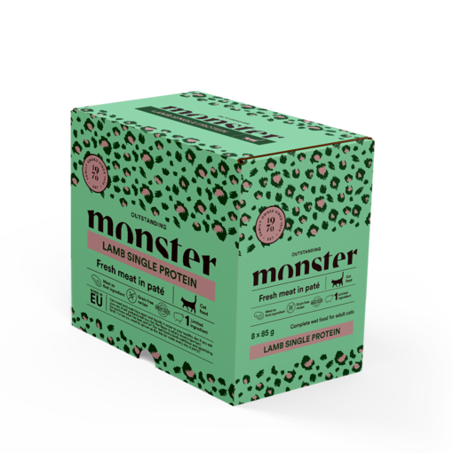 Monster Cat Adult Lamb 8x85g Cat Wet Food - Wet Cat Food Multipacks - 7350040124925 - 0