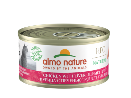Almo Nature HFC Natural Cat Chicken & Liver Supplementary Food 70g - Wet Cat Food Cans - 8001154124866 - 1