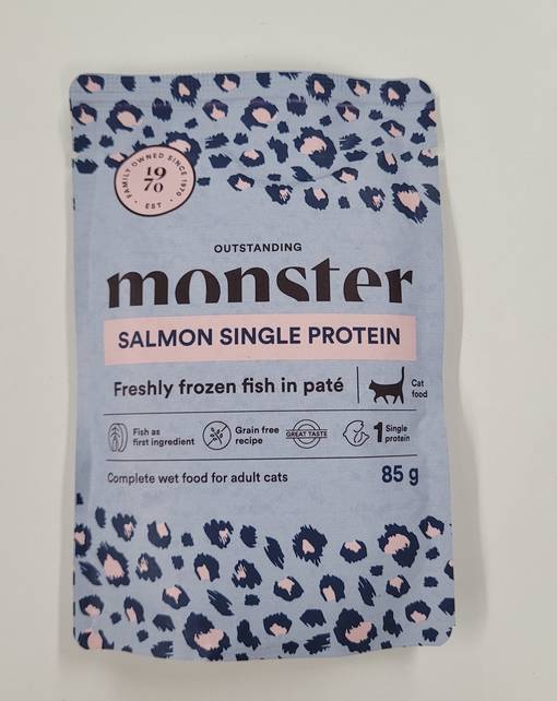 Monster Cat Adult Salmon 85g Wet Cat Food - Wet Cat Food Pouches - 7350040124826 - 1