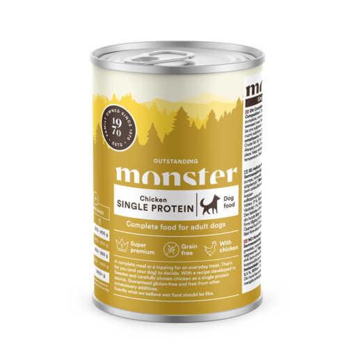 Monster Dog Vuxen Enkelprotein Kyckling 400g - Hundens våtfoder - 7350040124376 - 0