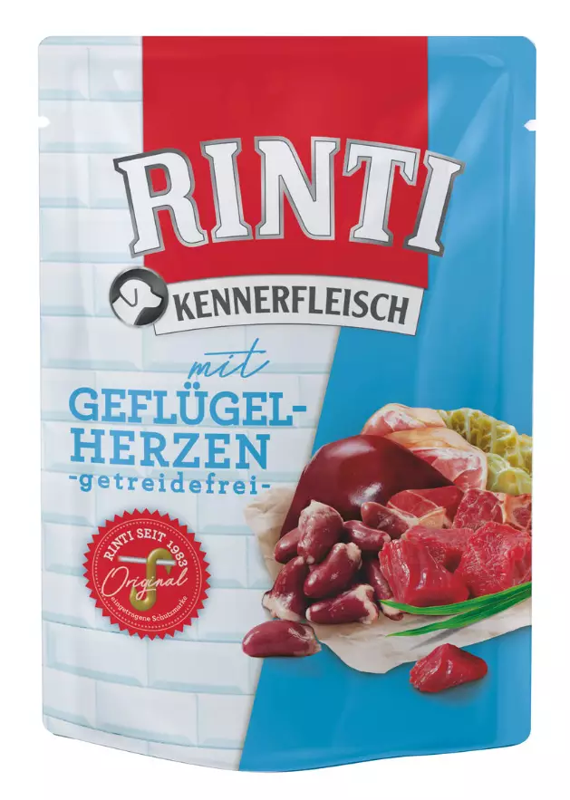 Rinti Kennerfleisch Geflügelherz 400g Portionsbeutel Hundefutter - Hundnassfutter - 4000158924636 - 1