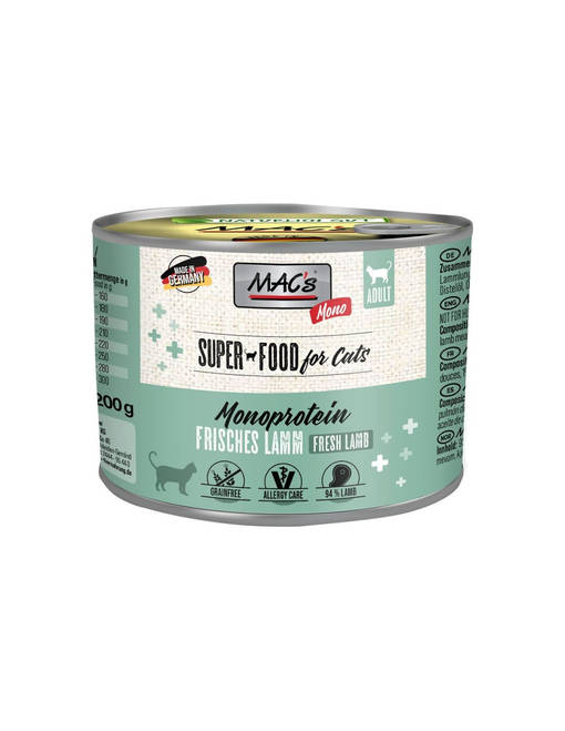 Macs Monoprotein Lamm 200g kattens våtfoder - Specialfoder för katt - 4027245008307 - 1