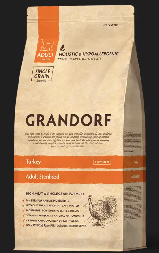 Grandorf C Turkey Adult Sterilised 400g - Spezial-Trockenfutter für Katzen - 5407007851317 - 1