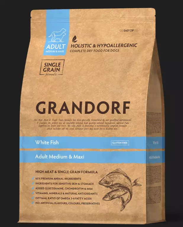 Grandorf D White Fish All Breeds 10kg - Specialtorkad mat - 5407007851027 - 1