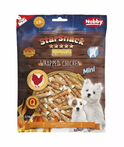 Nobby StarSnack Mini Wrapped Chicken 375g - Tuggben för hundar - 4033766504327 - 1