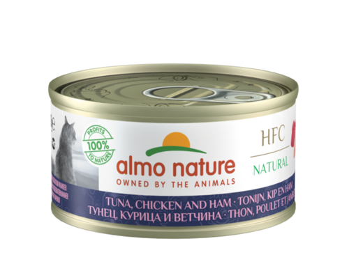 Almo Nature HFC Natural Cat Thunfisch, Huhn & Schinken Katzen Ergänzungsfutter 70g - Nassfutterdosen - 8001154126808 - 1