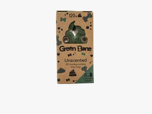 Green Bone Unscented 8 Pack - Dog Waste Bags - 7350040123898 - 0