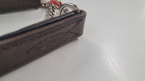 Hollolan Halvspänning Mörkbrunt Läderhalsband 60cmx20mm - Halvstrypkoppel för hundar - HOL8 - 1