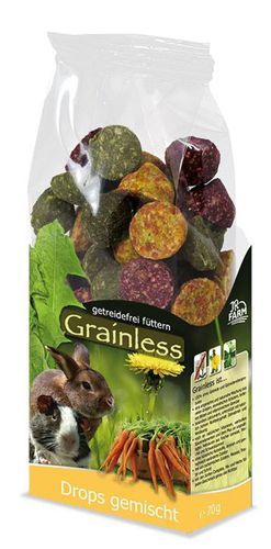 Jr. Farm Grainless Drops Blanding för smådjur 140g - Godisarer för kaniner och smådjur - 4024344161308 - 1