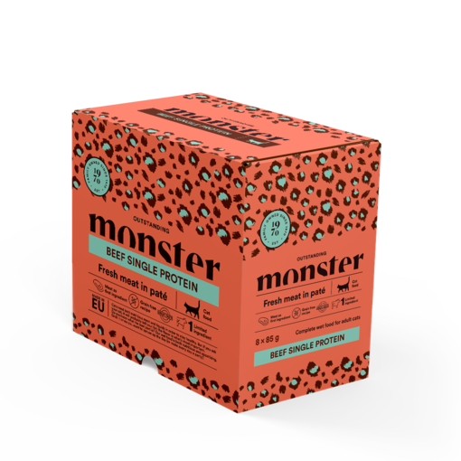 Monster Cat Adult Beef 8x85g kattens våtfoder - Våtmat multipack - 7350040124888 - 0