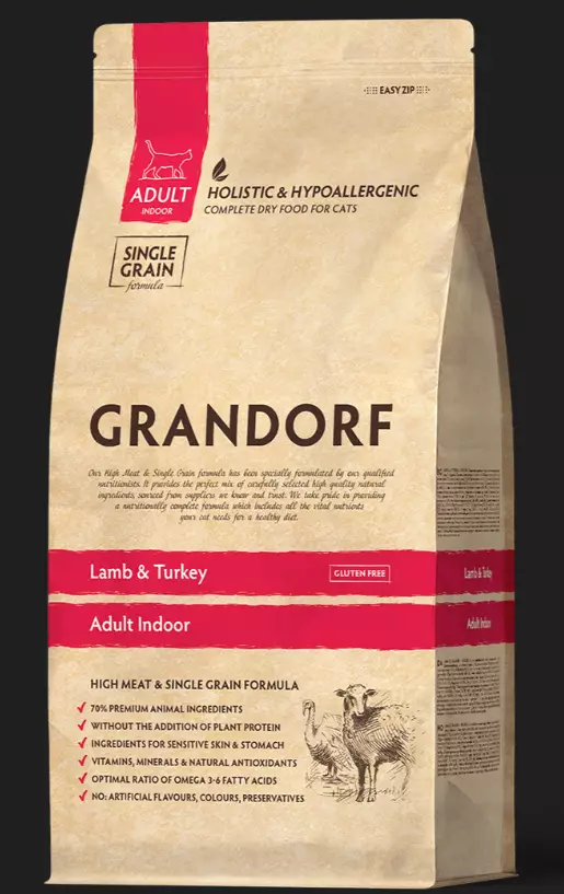Grandorf C Lamb Turkey Adult Indoor 400g - Specialtorrfoder för katter - 5407007851218 - 1