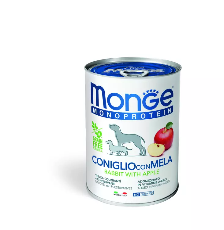 Monge Hund Adult Monoprotein Kaninchen-Apfel 400g Hundefutter - Hundnassfutter - 8009470014328 - 1