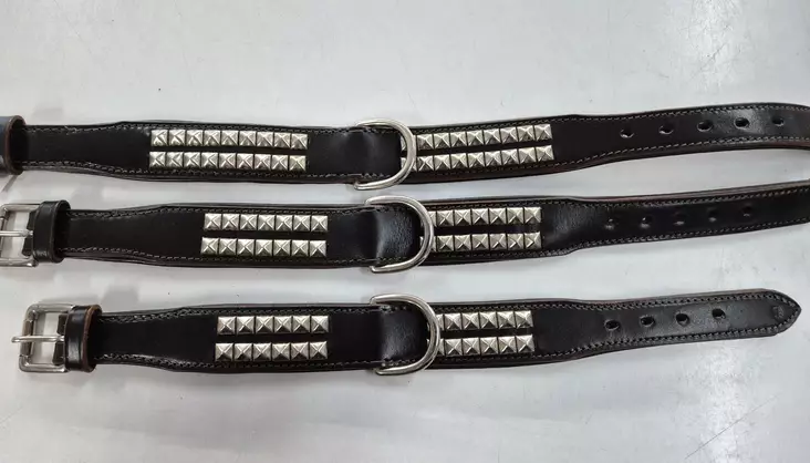 Valens svart nithalsband - Hundens läderhalsband - 6430019464908 - 1