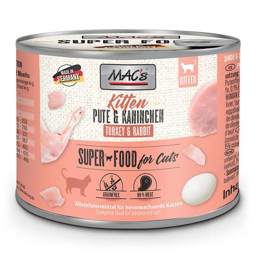 MAC's Kitten Turkey Rabbit Wet Food 200g - Wet Cat Food Cans - 4027245008369 - 1