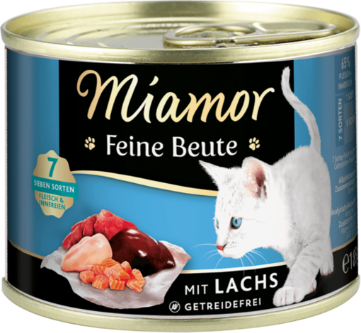 Miamor Fine Game Salmon Cat Wet Food 185g - Wet Cat Food Cans - 4000158744449 - 1
