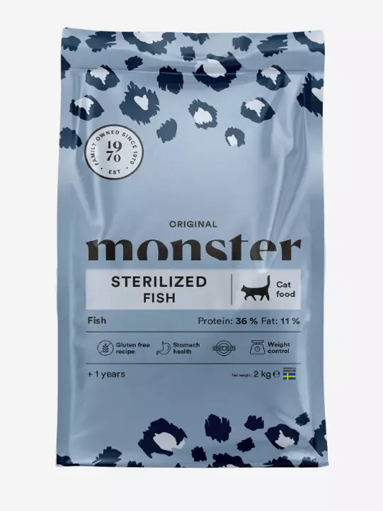 Monster Cat Original Sterilized Fish Dry Food for Neutered Cats - Monster Dry Food - 7350040127209 - 1
