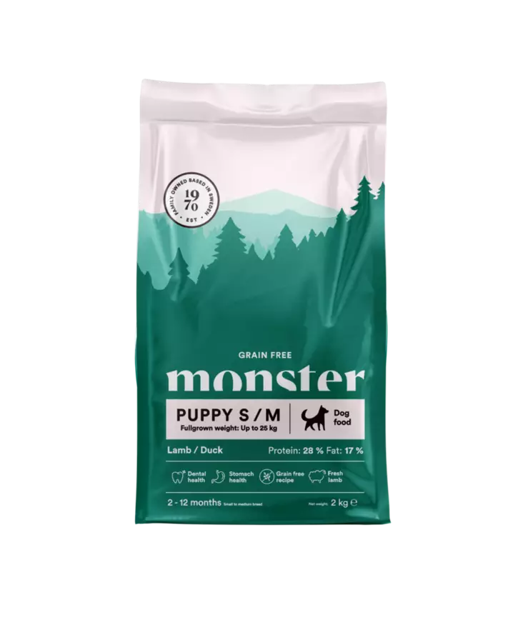 Monster Dog GF S/M Puppy Lamb & Duck 2kg - Monster torrfoder - 7350040127889 - 1