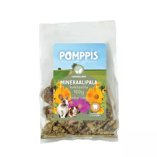 Pomppis Mineraalipala kukkasilla 100g - Kosttillskott för kaniner och smågnagare - 6430035773299 - 1