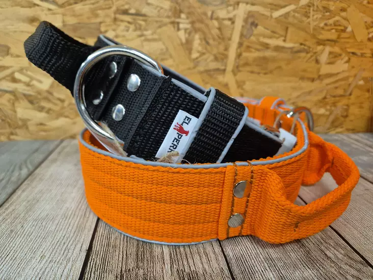 El Perro Reflective Handle Collar 5 cm - Dog Lockable Fabric Collars - PERRO555M - 1