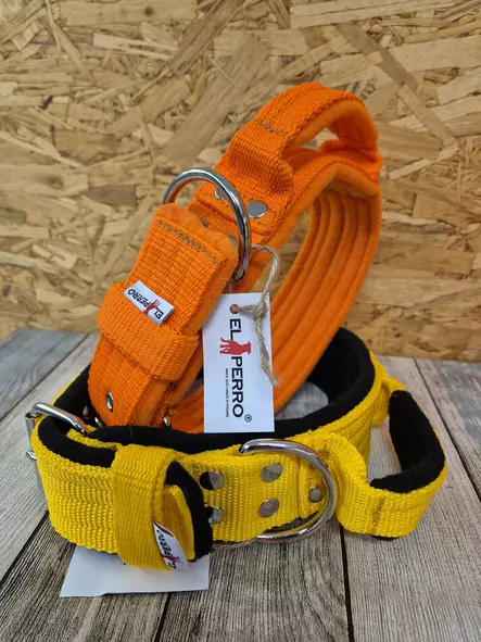 El Perro Handle Collar with Fleece Lining 5cm - Dog Lockable Fabric Collars - PERRO5PK60O - 1