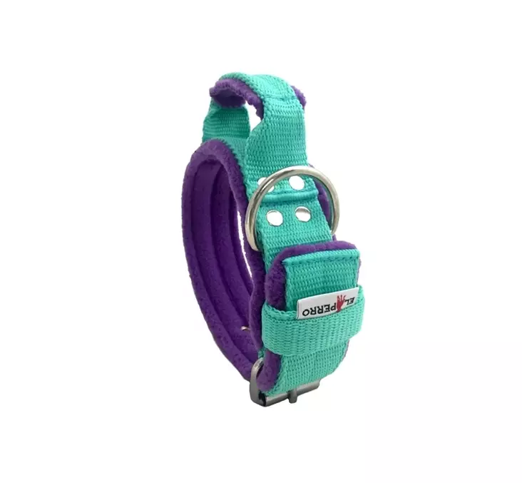El Perro Handle Collar with Fleece Lining 4cm - Dog Lockable Fabric Collars - PERROPK55O - 1